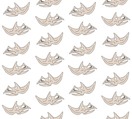 Vector seamless pattern of hand drawn sketch colored triceratops dinosaur skull isolated on white background