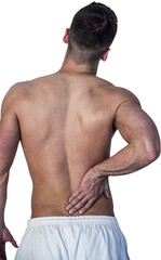 Rear view of man suffering from back pain