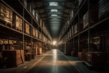 Fototapeta premium Inside a well organised warehouse