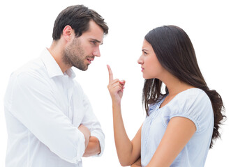 Angry couple facing off during argument