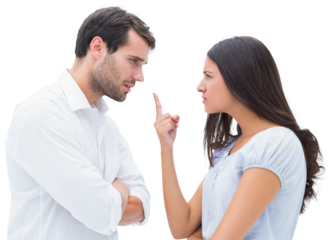 Angry couple facing off during argument