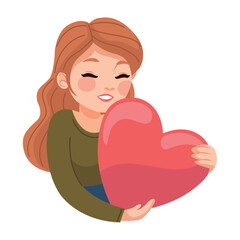 young woman lifting heart