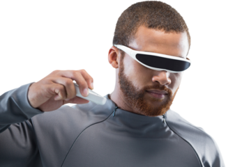 Man using virtual reality glasses