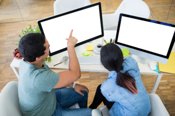 Graphic designers working at desk