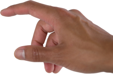 Man pretending to touch an invisible screen