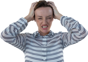 Business woman holding her head