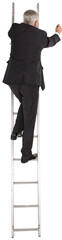 Mature businessman climbing career ladder 