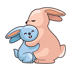 cute rabbit mom and baby