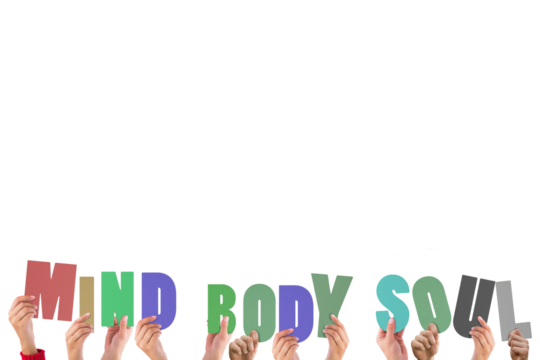 Hands holding up mind body soul