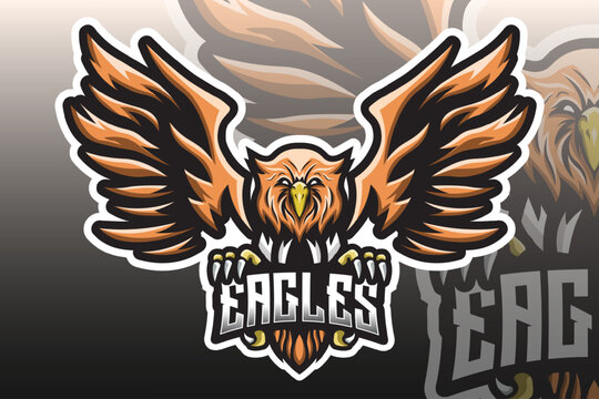 Eagle brown mascot logo template for team, sport, esport, gaming, community, etc.