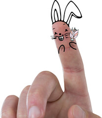 Naklejka premium Vector image of fingers as Easter bunny 