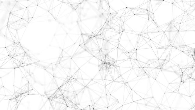 A black neural network spins slowly against a white background. Seamless loop.