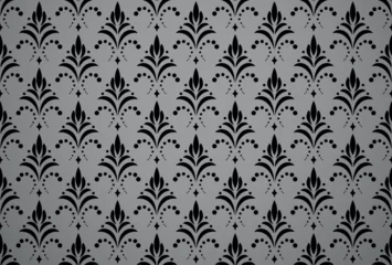 Gordijnen Flower geometric pattern. Seamless vector background. Black and gray ornament © ELENA
