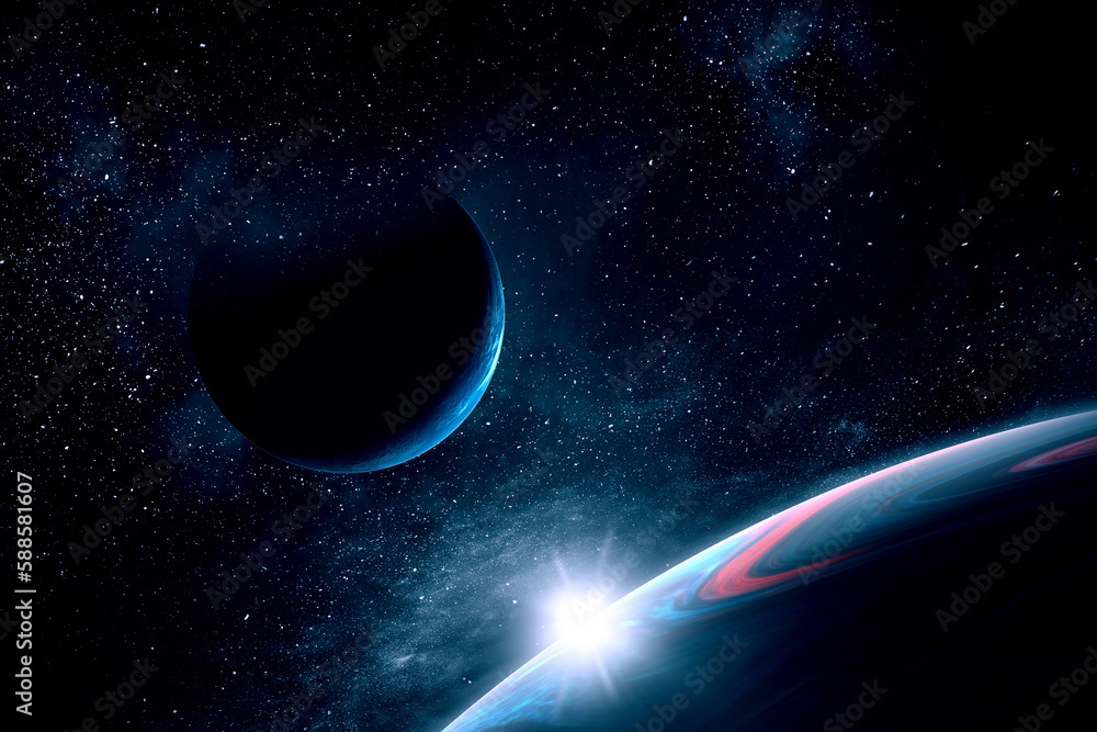 Wall mural image of outer space. . mixed media