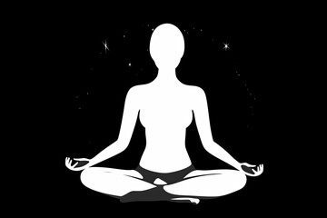 image that depicts the mind-body connection, a person sitting cross-legged with their hands on their knees and their eyes closed, to capture the essence of yoga  meditation 