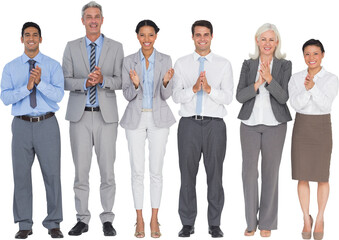 Smiling business people applauding 