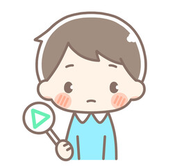 三角札を持つ男の子