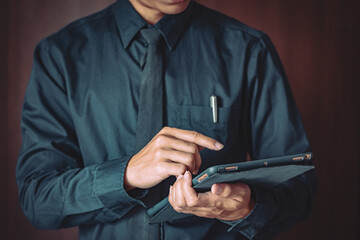 blue shirt business man