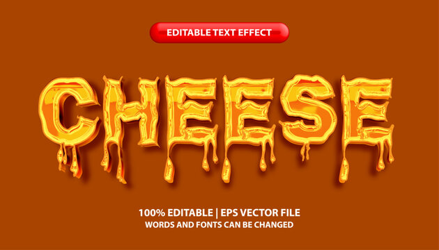 Cheese text, editable text effect style, melted and gooey cheese text style