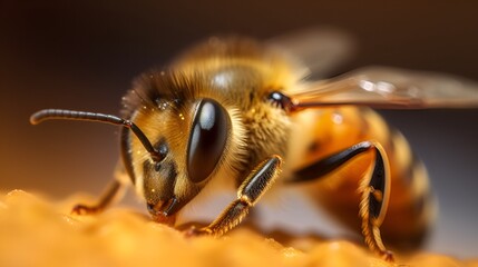 Closeup of a honey bee