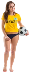 Foto op Canvas Pretty girl in bikini and brasil tshirt © vectorfusionart