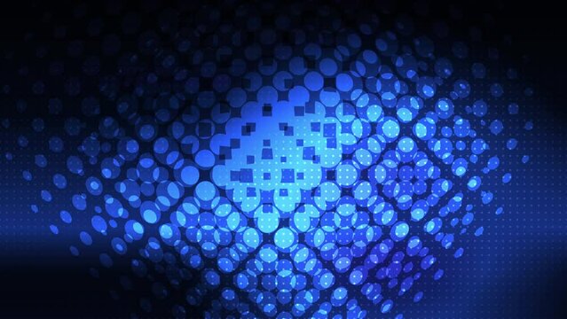 Abstract creative motion halftone dot on gradient dark blue background. Video animation Ultra HD 4k footage.