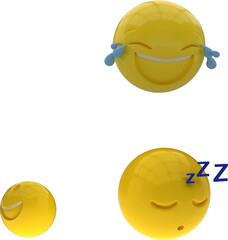 Three dimensional image of various emoticons