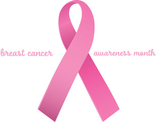 Text with breast cancer awareness ribbon