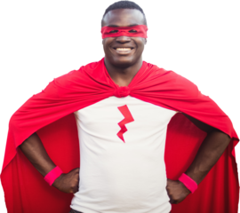 Portrait of man standing as superhero