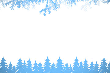 Frost and fir trees in blue