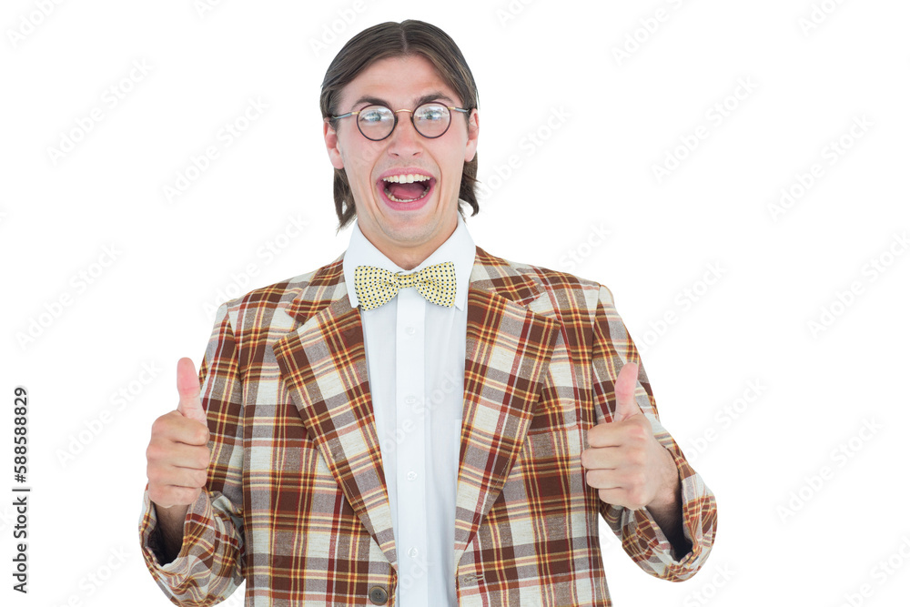 Aufkleber smiling geeky hipster smiling at camera