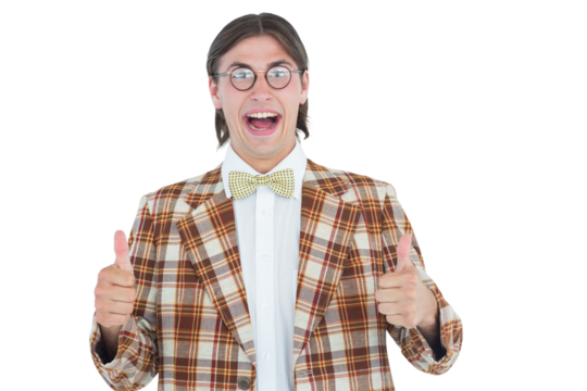 Smiling geeky hipster smiling at camera