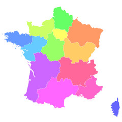 フランス　地図　カラフル　アイコン