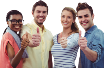 Happy creative team giving the thumbs up