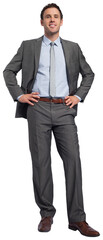 Smiling businessman with hands on hips