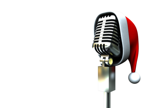 Retro microphone with santa hat - Powered by Adobe