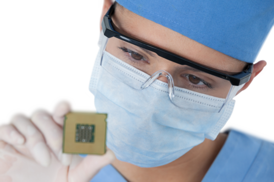 Close-up of female surgeon holding processor - Powered by Adobe