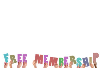 Hands holding up free membership