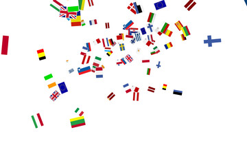 Digital image of various national flags