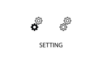 Setting icons with 2 styles outline icon, glyph icon, vector stock