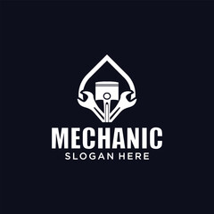Mechanical technology logo, gear and piston combination logo symbol. engine parts