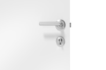Closeup of door with metal doorknob and lock