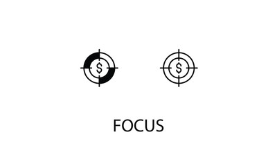 Focus icons with 2 styles outline icon, glyph icon, vector stock