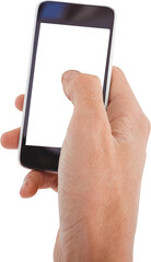 Cropped hand of man using mobile phone