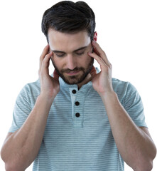 Stressed man with hands on head