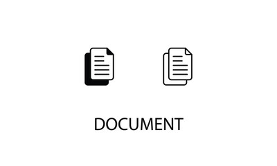 Document icons with 2 styles outline icon, glyph icon, vector stock