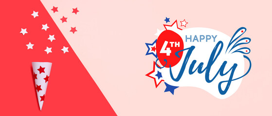 Banner for USA Independence Day with party hat