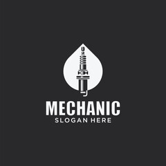 Mechanical technology logo, gear and piston combination logo symbol. engine parts