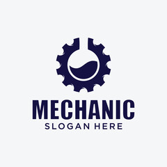 Fototapeta premium Mechanical technology logo, gear and piston combination logo symbol. engine parts