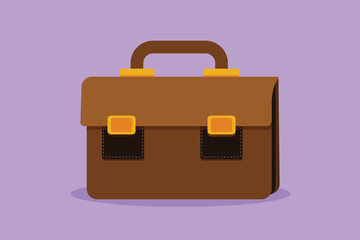 Character flat drawing leather briefcase male business bag. Work suitcase. Office case. Portfolio document. Finance handbag template, logotype, label, sticker, card. Cartoon design vector illustration